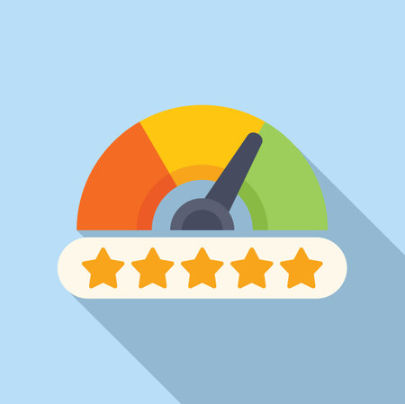 High satisfaction level icon flat vector. Online survey. Grin emoticon gameのイラスト素材