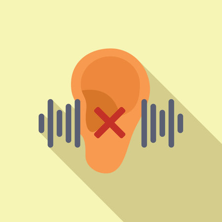 Ear deafness icon flat vector. Hearing aid help. Method sign conversationのイラスト素材