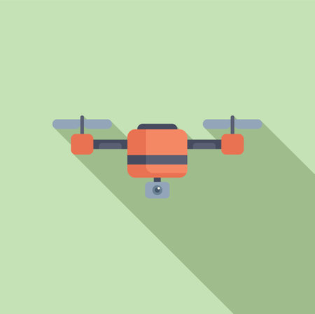 Smart drone control icon flat vector. Air operator. Cam video service sceneのイラスト素材