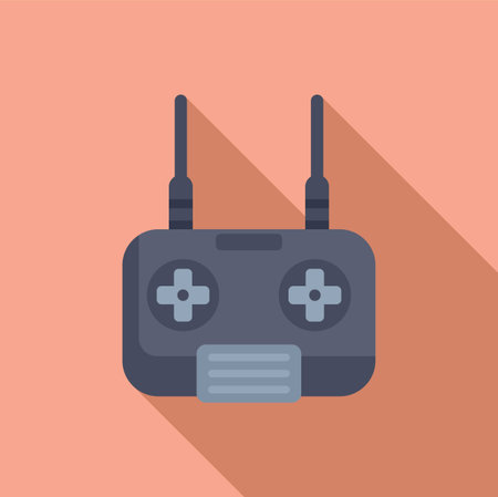 Joystick control icon flat vector. Aerial device. Aero pro filming scene