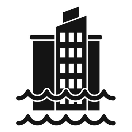 Flood problem city icon simple vector. Climate change disasters. Ocean erosionのイラスト素材