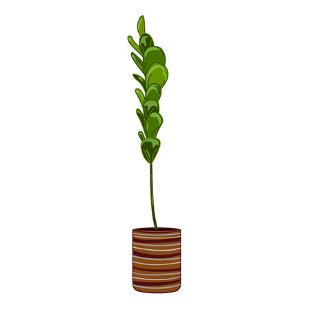 Thin houseplant icon cartoon vector. Plant pot container. Window care gardenのイラスト素材