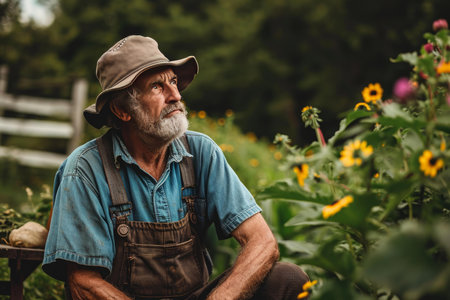 Open American farmer wheat field. Plant person. Generate Aiの素材