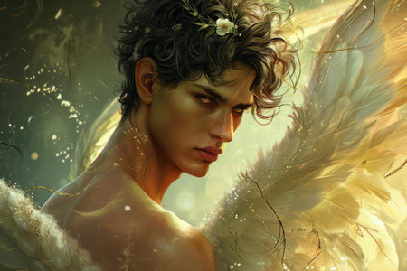 Radiant Angel handsome wings. Male dream. Generate Aiの素材