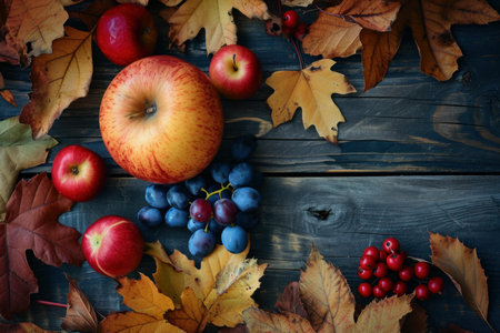 Colorful Autumn vegetables. Rustic nature raw. Generate Aiの素材