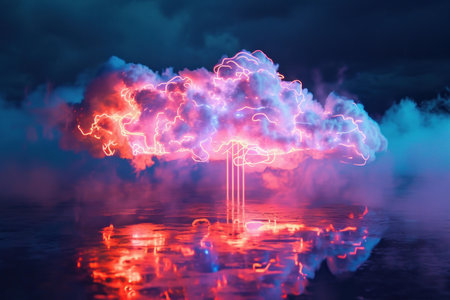Luminous Abstract cloud neon paint. Color creative. Generate Aiの素材