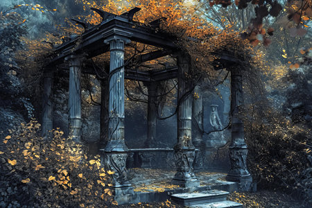 Architectural Ancient pergola. Column exterior style. Generate Aiの素材