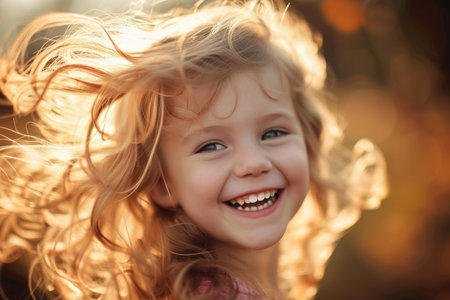 Happy bright girl. Model smile fun. Generate Aiの素材