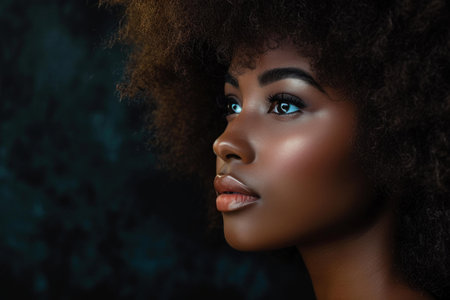 Intelligent Attractive black woman. Female curly. Generate AIの素材