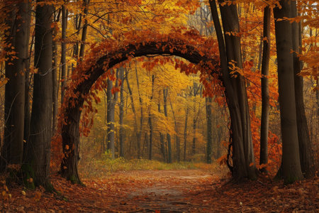 Cozy Autumn park fall. Park leaf. Generate Aiの素材