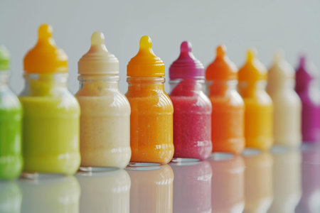 Safe Baby food bottles. Organic puree glass. Generate Aiの素材