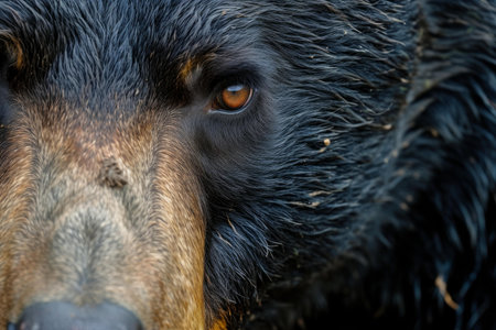 Captivating Bear eye closeup wildlife. Summer animal. Generate Aiの素材