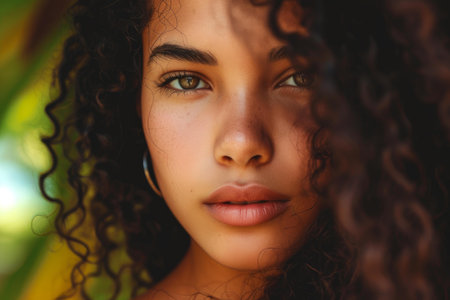 Captivating Beautiful brazilian female. Hair beauty. Generate Aiの素材