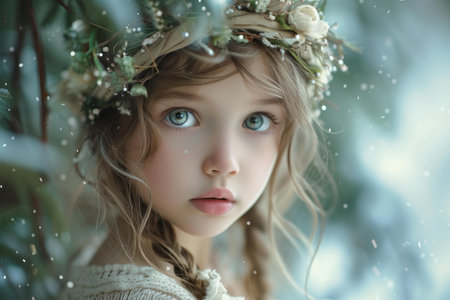 Radiant Beautiful cute curly girl posing indoor. Pretty lady in thinking posture. Generate aiの素材