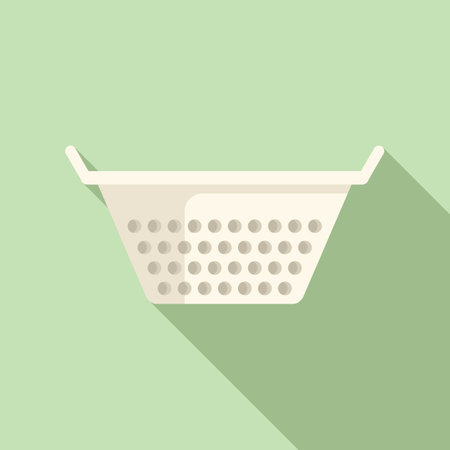 Prepare colander drain icon flat vector. Cooking accessory. Water elementのイラスト素材