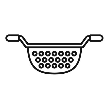 Metallic colander tool icon outline vector. Cooking kit. Handle metallic toolのイラスト素材