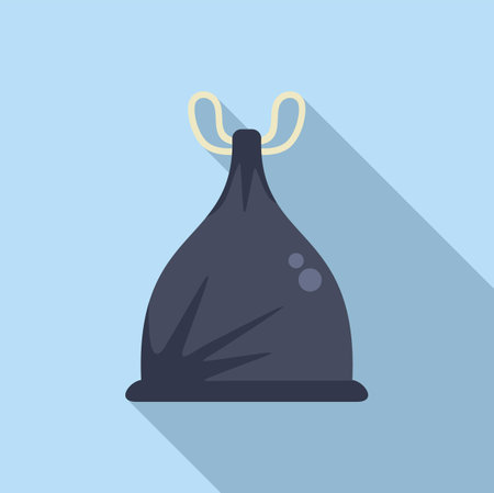Cleaning bag trash icon flat vector. Ecological sack. Cleaning productのイラスト素材