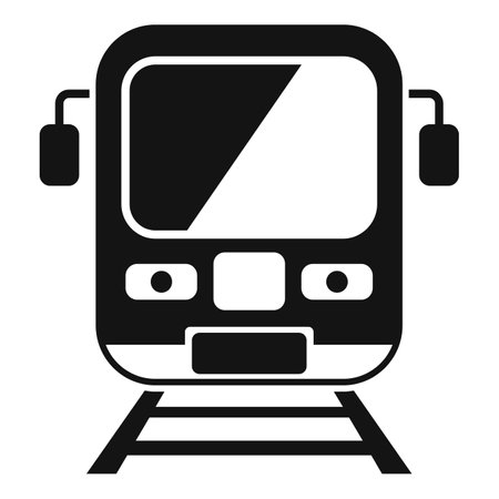 Train on rails icon simple vector. Railway crossing. Open track platformのイラスト素材