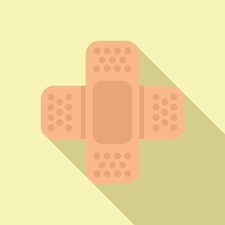 Cross plaster icon flat vector. Bandage protection. Health patch fixのイラスト素材