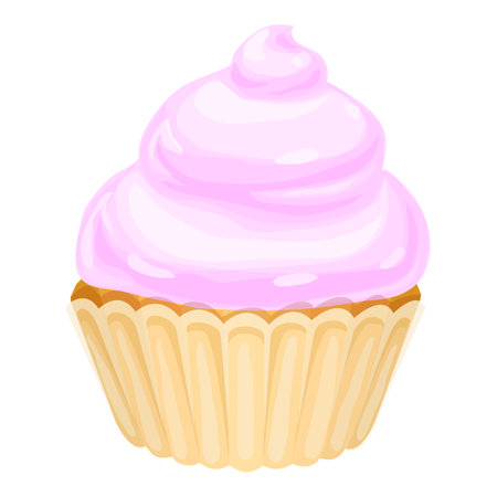 Pink cream cupcake icon cartoon vector. Bakery snack. Decoration candy