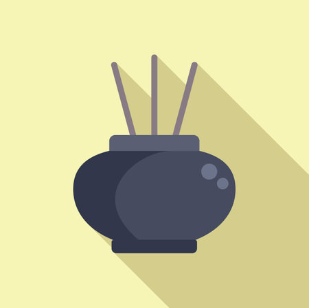 Smoking sticks in vase icon flat vector. Zen aromatic. Therapy relaxationのイラスト素材