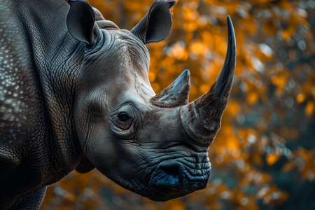Imposing African rhino head. Animal head skin. Generate Aiの素材