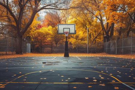 Lively Basketball court outdoor sunny. Score street. Generate Aiの素材