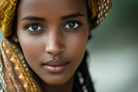 Captivating Cute ethiopian woman. Face cute female. Generate Aiの素材
