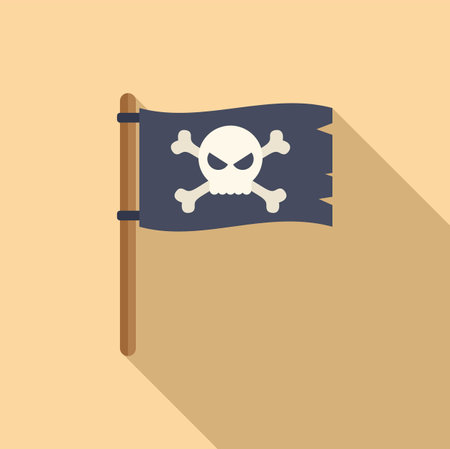 Pirate flag copyright law icon flat vector. Online protection. Danger contentのイラスト素材