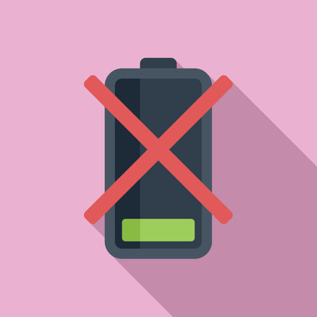 No charging battery icon flat vector. Cell gauge mobile. Broken elementのイラスト素材