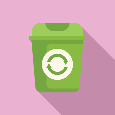 Eco recycle garbage bin icon flat vector. Ecology plastic. Basket rubbishのイラスト素材