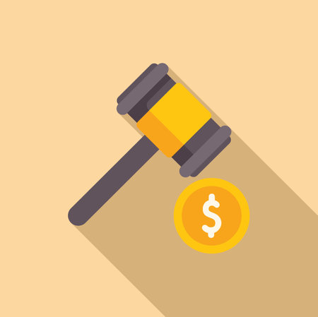 Gavel collateral decision icon flat vector. Finance support from bank. Service capitalのイラスト素材
