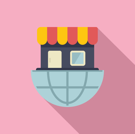 Global market locator icon flat vector. Path shop. Mark positionのイラスト素材
