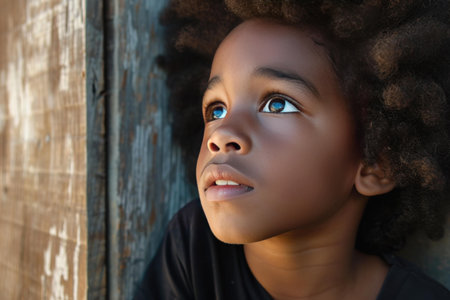 Friendly Afro american boy. Ready child. Generate Aiの素材