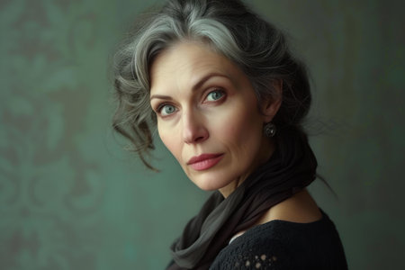 Graceful Beautiful mature woman. Art studio. Generate Aiの素材