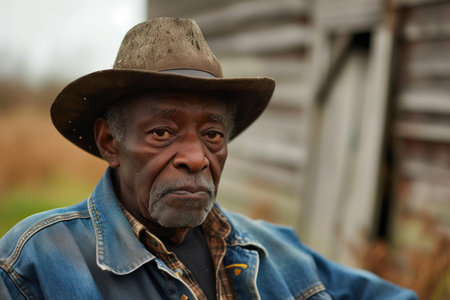 Rustic Black farmer portrait. Rural male. Generate Aiの素材