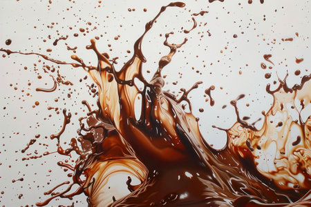 Highspeed capture of rich chocolate splash, ideal for culinary and design useの素材