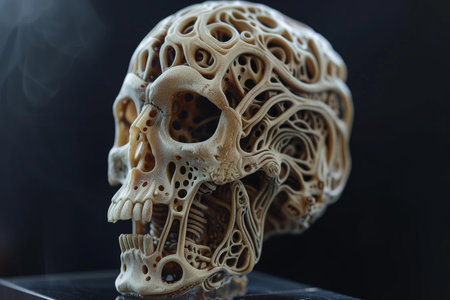 Intricate Biomechancial skull. Fantasy human art. Generate Aiの素材