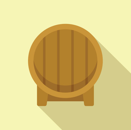 Vintage wooden barrel flat icon illustration with a simple, retro design for brewery, winery, and alcoholrelated vector graphics and brandingのイラスト素材