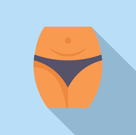 A cheerful illustration of a cartoon belly with a smile and bikini bottomのイラスト素材