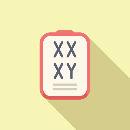 Vector illustration of a clipboard with genetic symbols, in a modern flat design style with a pastel backgroundのイラスト素材