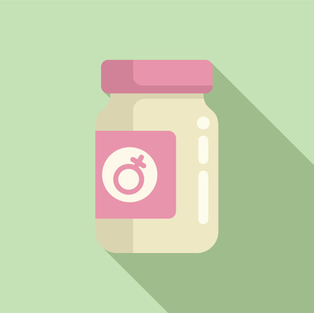 Flat design icon of a baby food jar with a genderneutral symbol, on a pastel backgroundのイラスト素材