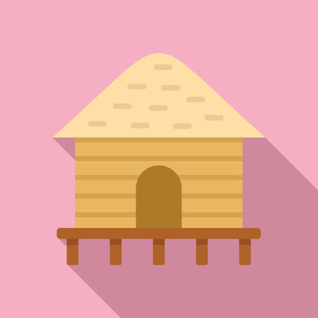 Flat design vector illustration of a simple wooden birdhouse with a pink pastel backdropのイラスト素材