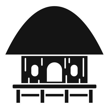 Vector illustration of a minimalist isolated traditional african hut icon with a thatched roof, representing the cultural heritage and indigenous architecture of the rural countryside villageのイラスト素材