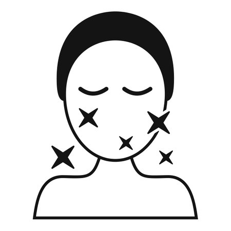 Flat vector icon of a person with closed eyes displaying skin allergy symptomsのイラスト素材