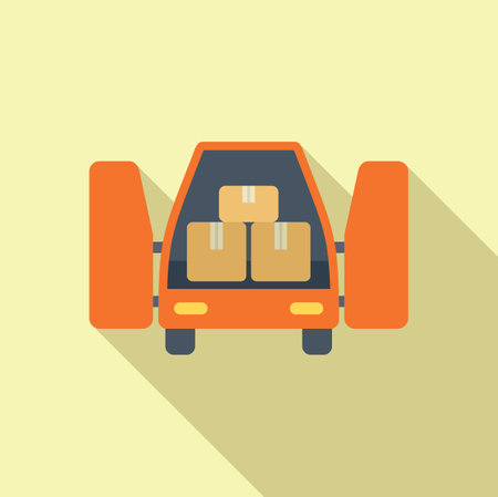Modern flat design icon of a delivery truck with packages on a pastel backgroundのイラスト素材