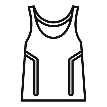 Black and white line art of a basic tank top suitable for fashion design templatesのイラスト素材