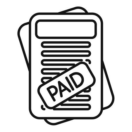 Illustration of a paid invoice icon with a stamped document concept, representing completed payment, financial transaction, and confirmation in business, accounting, and financeのイラスト素材