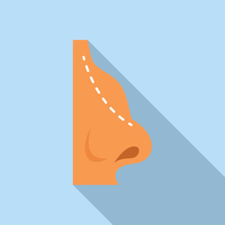 Graphic image of a stylized cartoon nose with a shadow on a plain blue backdropのイラスト素材