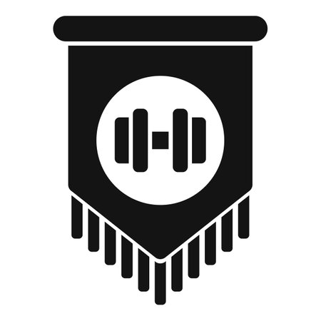 Simplistic vector icon of a gym flag with weights, in black and whiteのイラスト素材